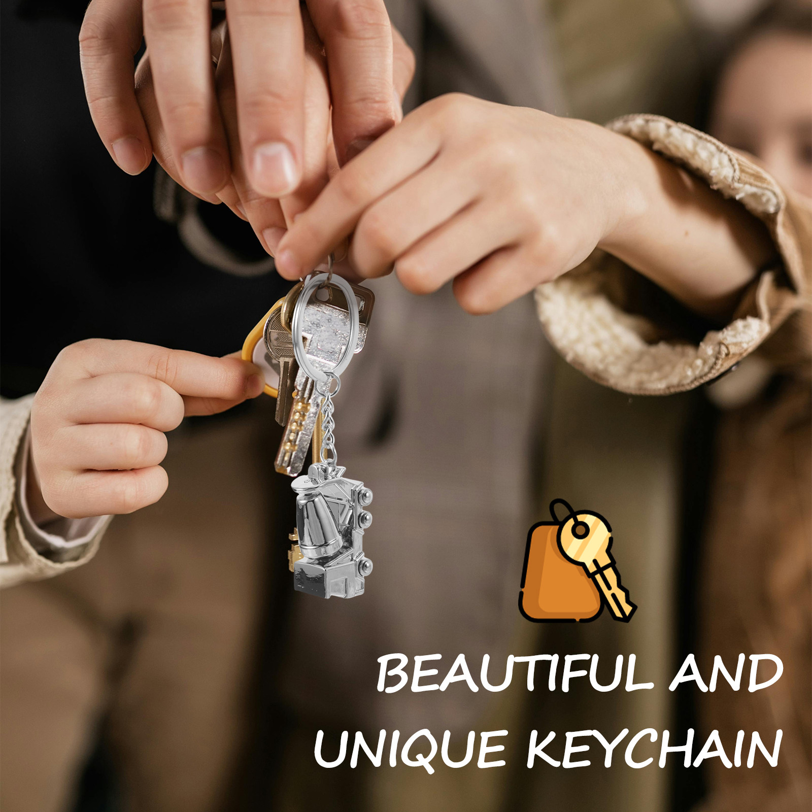 Heavy Equipment Mixer - Alloy Keychain 3D Mixer Truck Construction