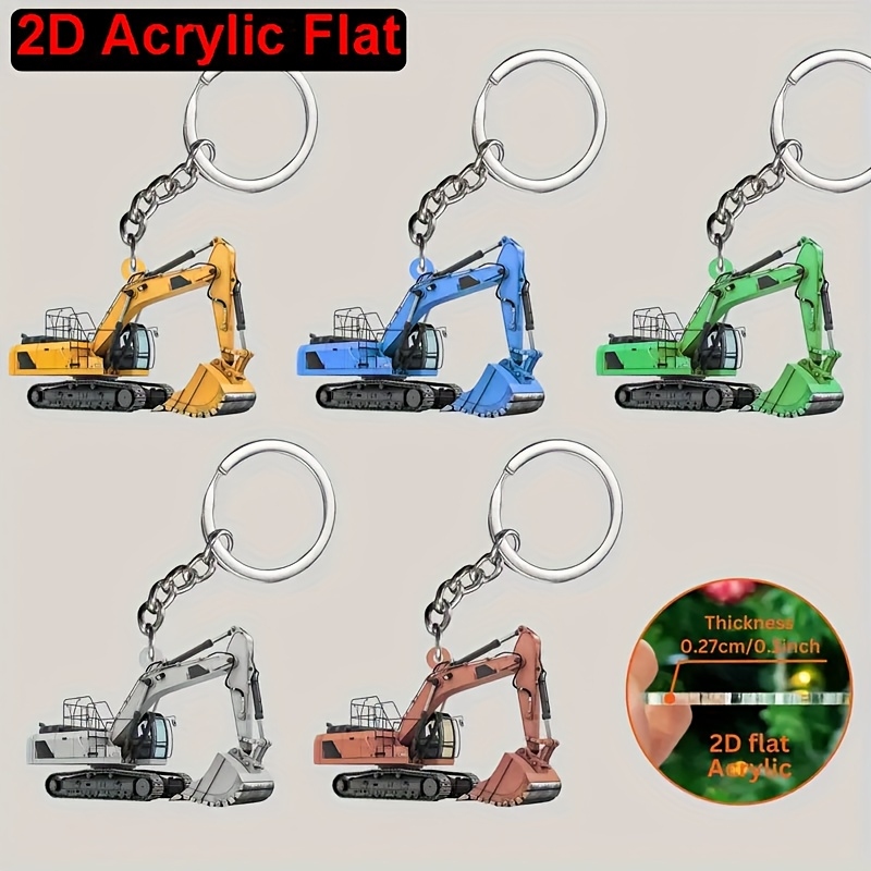 2D Flat Colorful Excavator Acr - огляд і ціна Heavy Equipment Key Ring